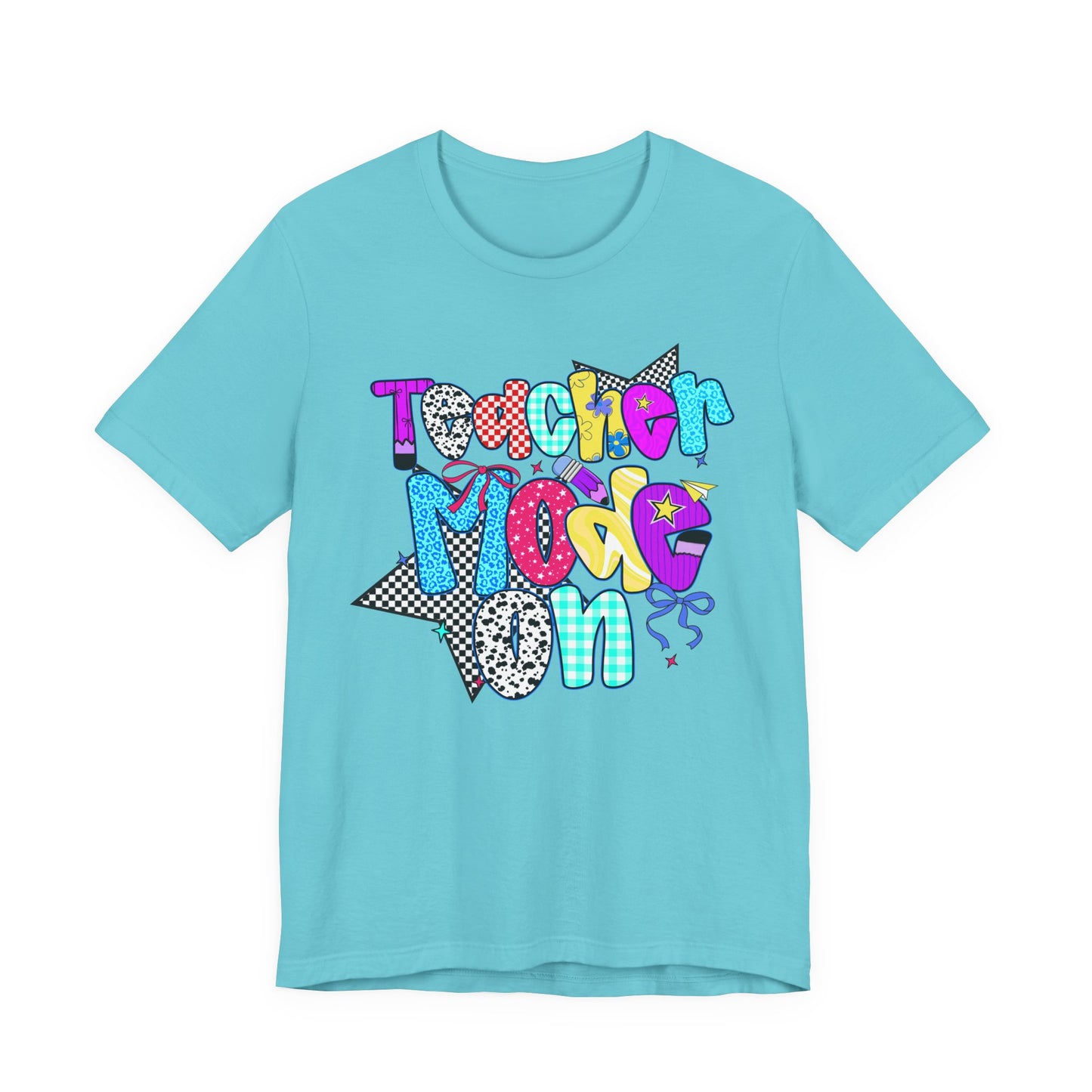 80s Themed Teacher T-Shirt - Teacher Mode On - Unisex Tee, Retro Educator Shirt, Vintage School Apparel, Funny Instructor Top, Teaching Gift