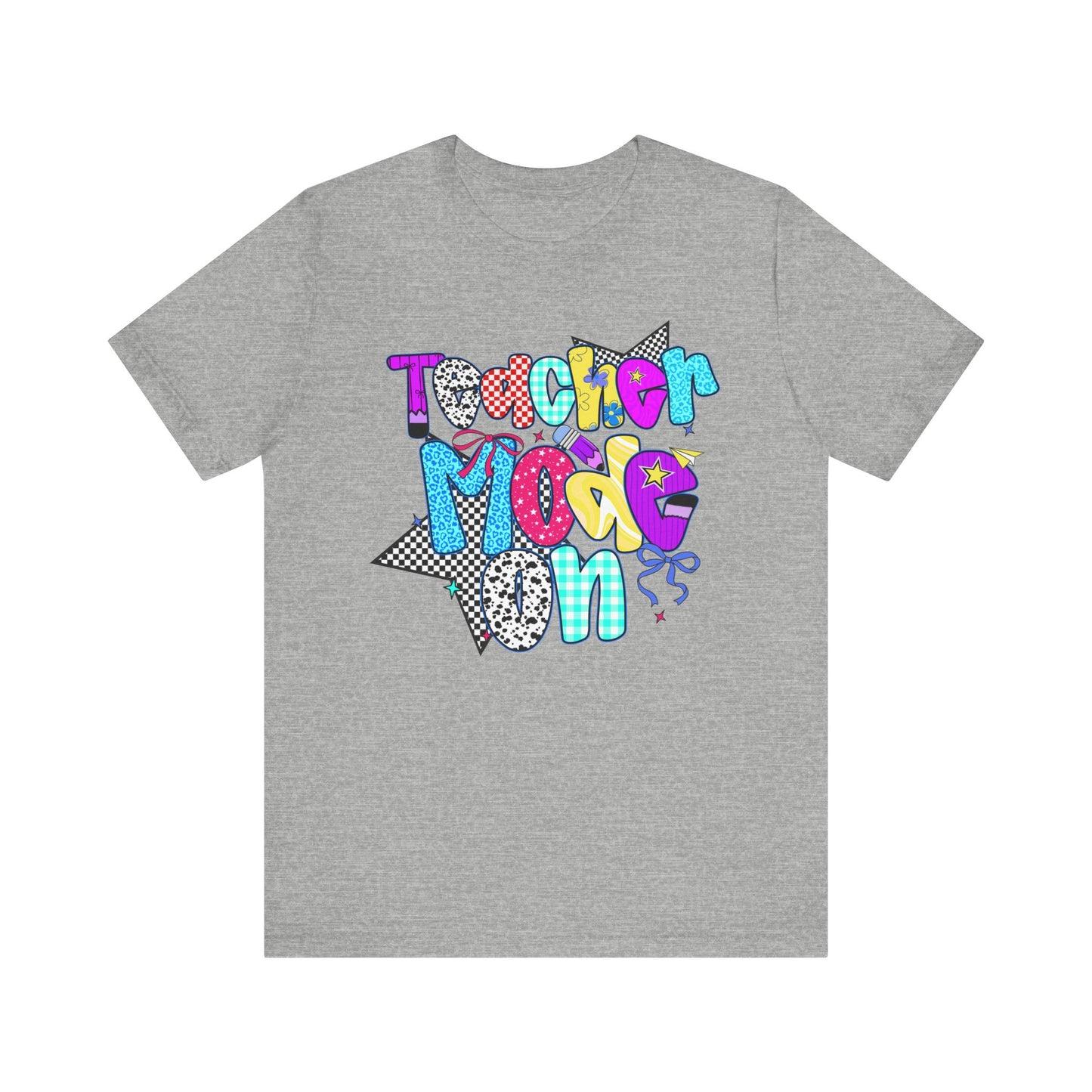 80s Themed Teacher T-Shirt - Teacher Mode On - Unisex Tee, Retro Educator Shirt, Vintage School Apparel, Funny Instructor Top, Teaching Gift