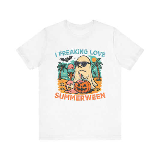 Ghost Summerween Unisex Tee, Beach Vacation Shirt, Funny Halloween T-Shirt, Spooky Summer Top, Ghost Lover Gift