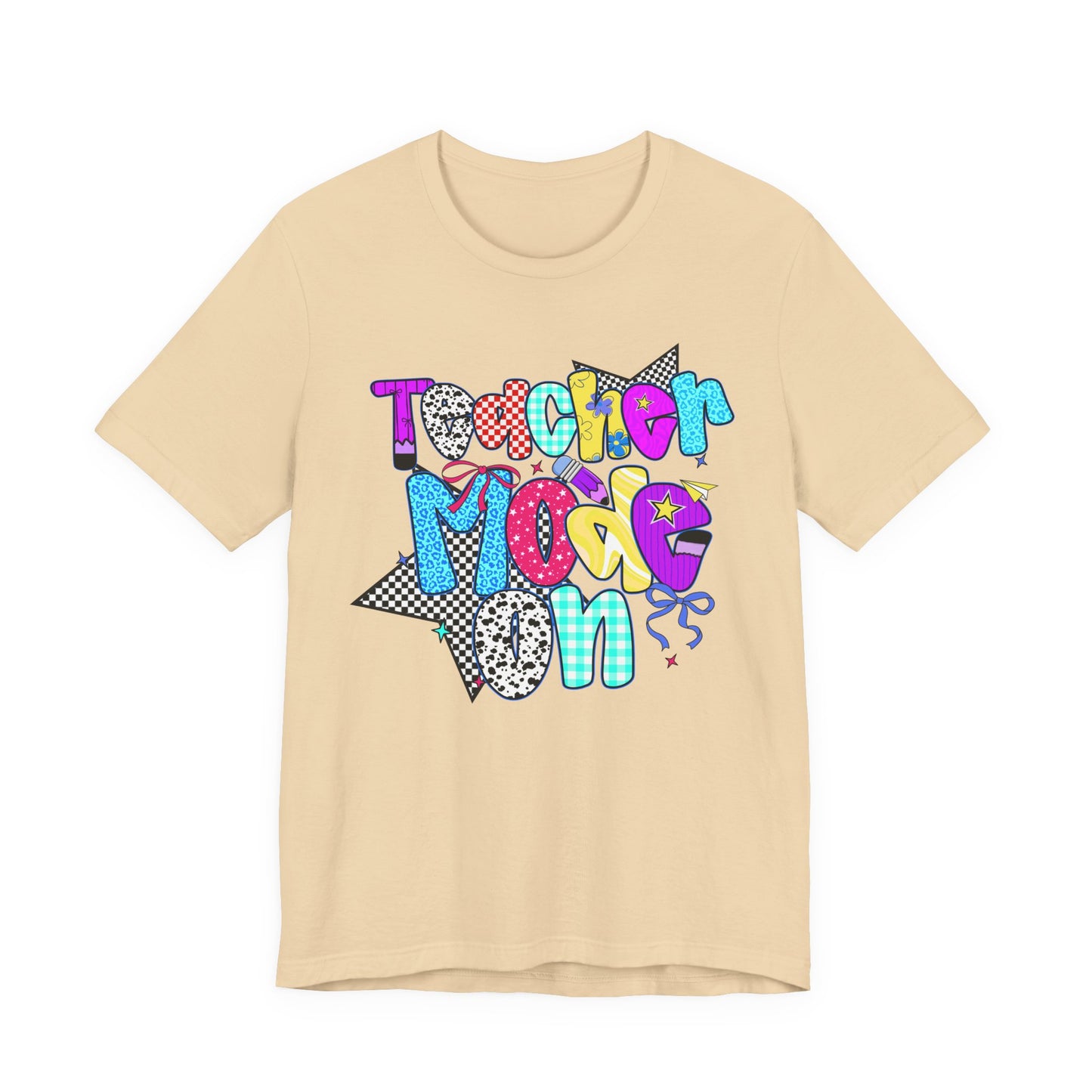 80s Themed Teacher T-Shirt - Teacher Mode On - Unisex Tee, Retro Educator Shirt, Vintage School Apparel, Funny Instructor Top, Teaching Gift