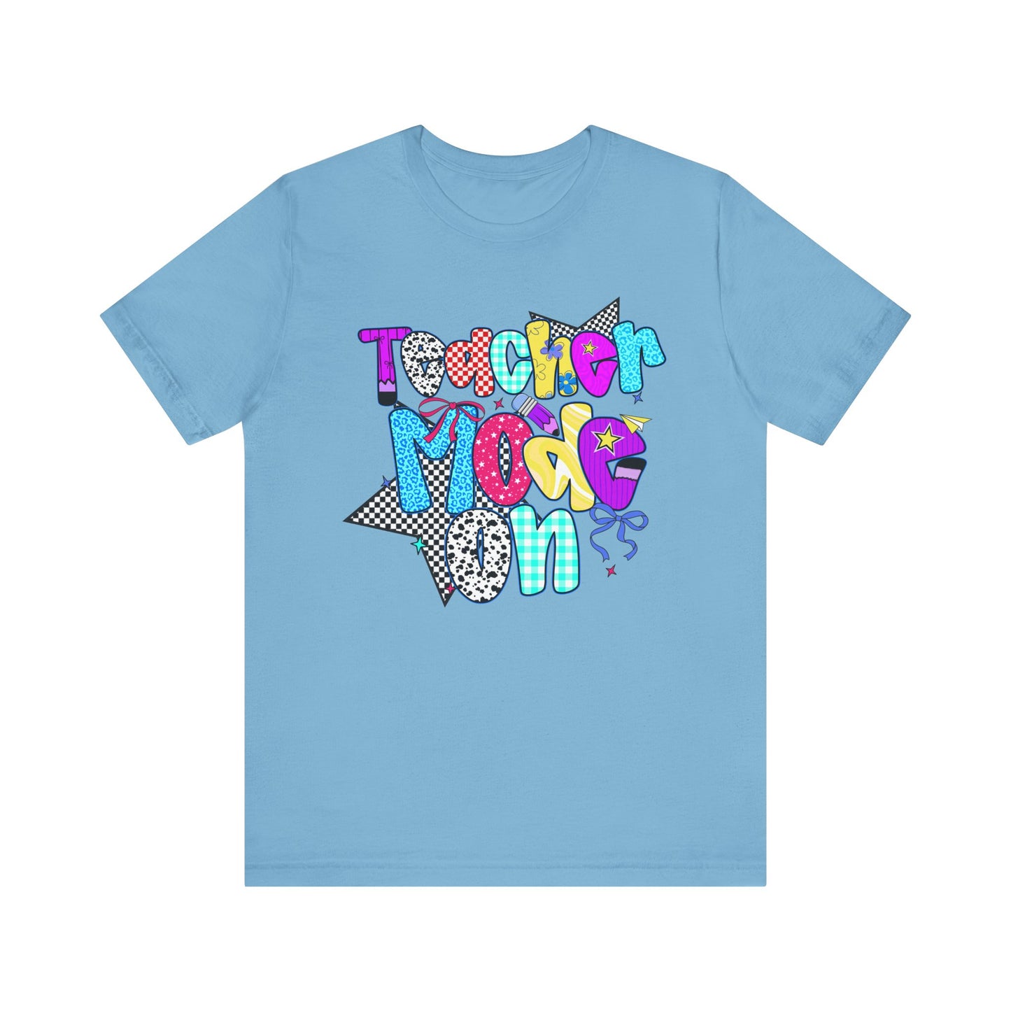 80s Themed Teacher T-Shirt - Teacher Mode On - Unisex Tee, Retro Educator Shirt, Vintage School Apparel, Funny Instructor Top, Teaching Gift