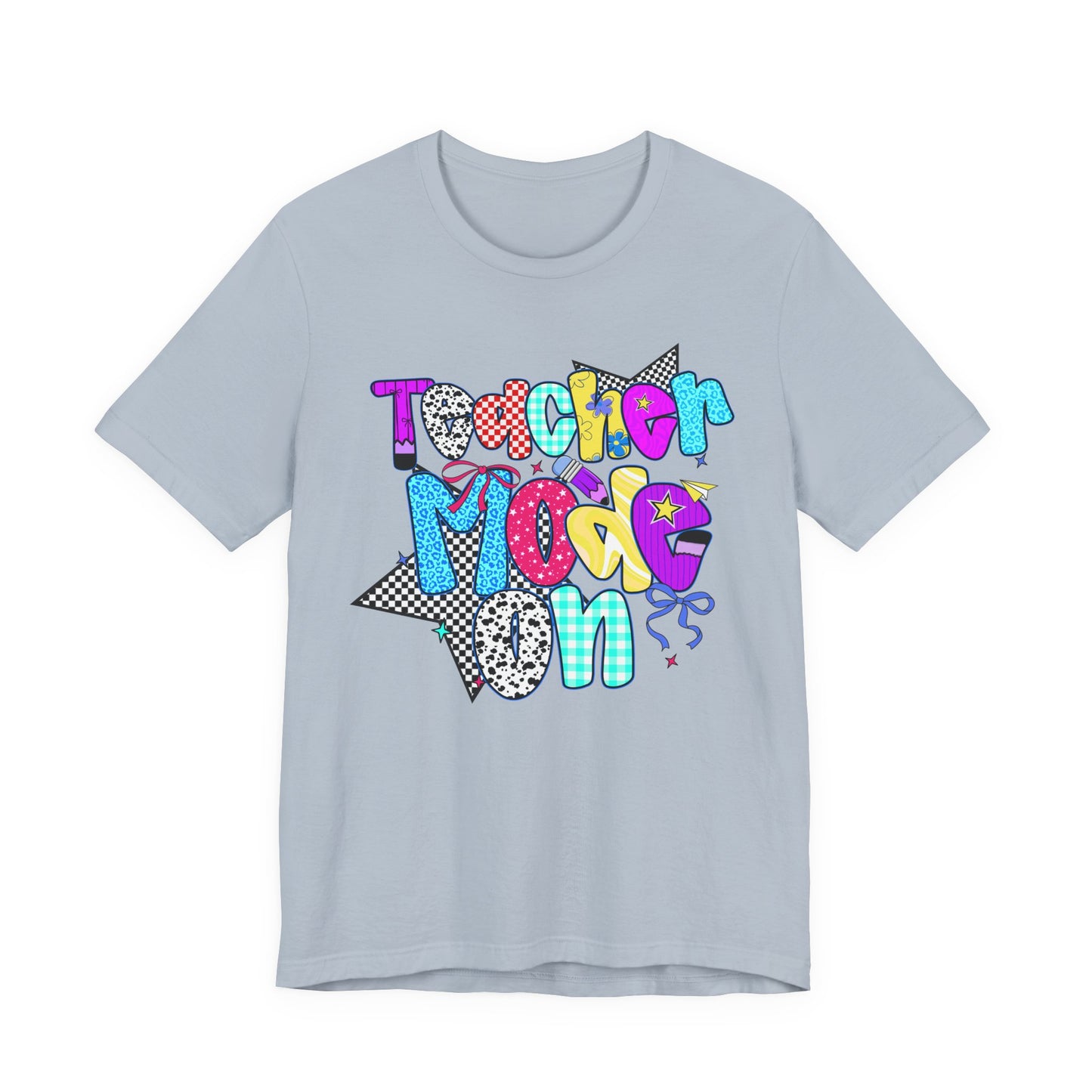 80s Themed Teacher T-Shirt - Teacher Mode On - Unisex Tee, Retro Educator Shirt, Vintage School Apparel, Funny Instructor Top, Teaching Gift