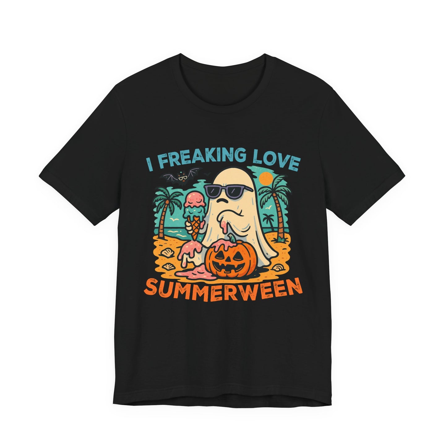Ghost Summerween Unisex Tee, Beach Vacation Shirt, Funny Halloween T-Shirt, Spooky Summer Top, Ghost Lover Gift
