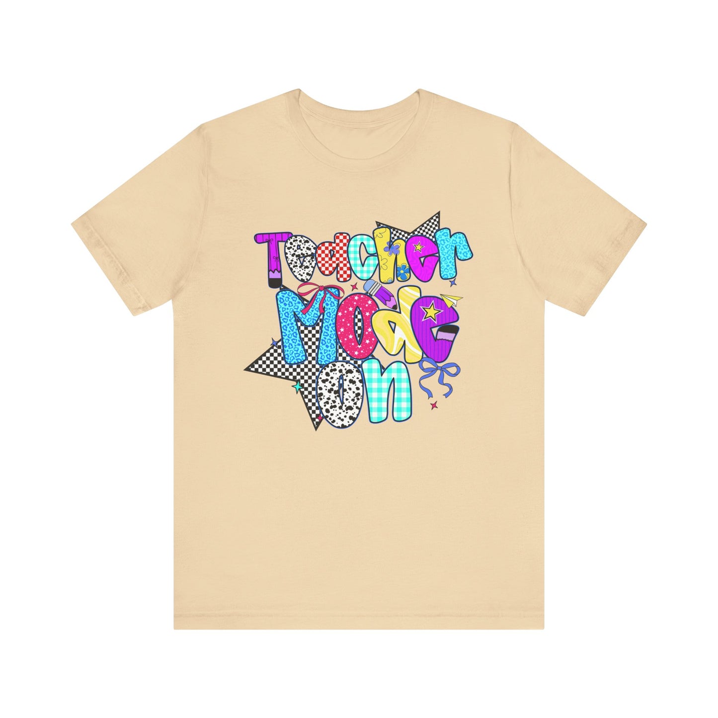 80s Themed Teacher T-Shirt - Teacher Mode On - Unisex Tee, Retro Educator Shirt, Vintage School Apparel, Funny Instructor Top, Teaching Gift