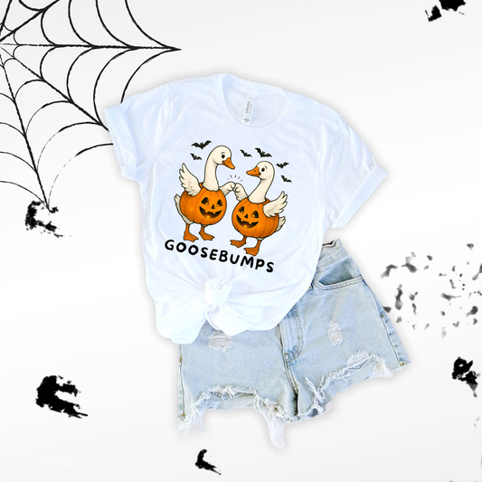 Autumn Geese Fist Bump Tee, Pumpkin Theme Shirt, Fall Birds Graphic Top, Harvest Season T-Shirt, Thanksgiving Apparel