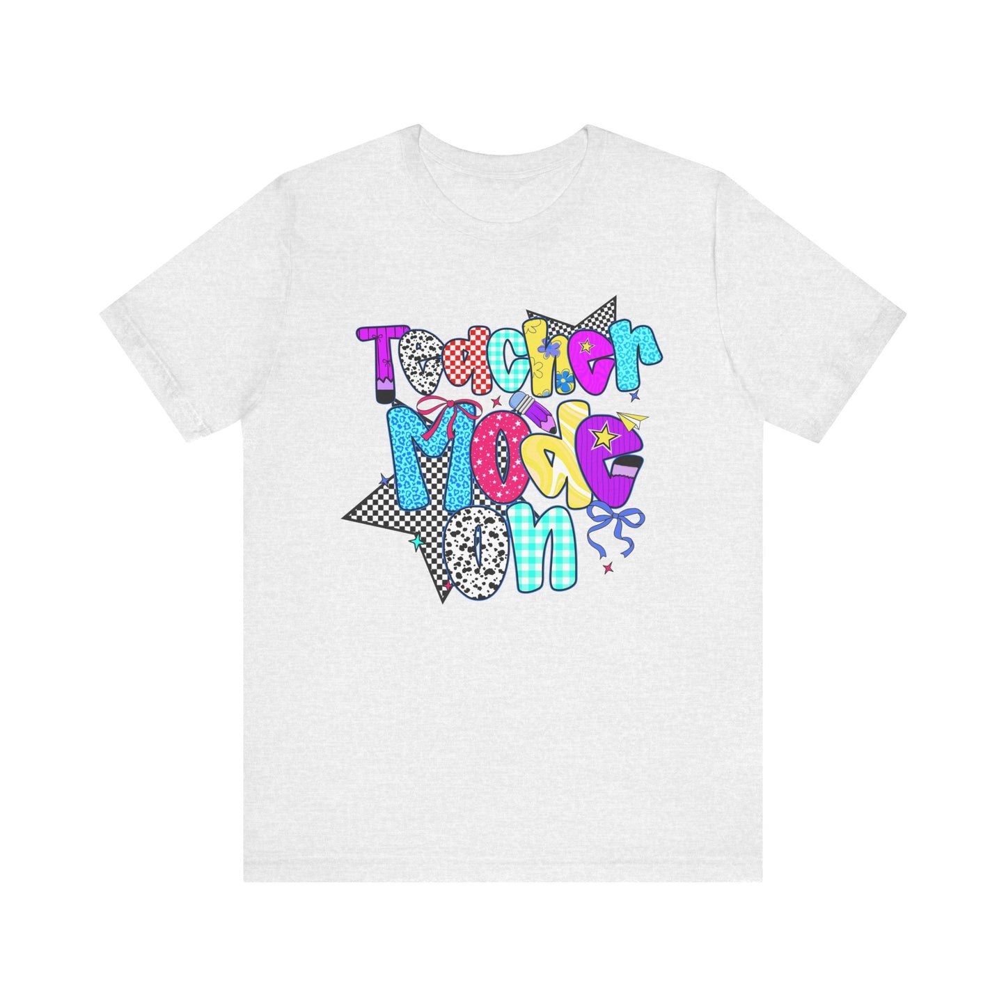 80s Themed Teacher T-Shirt - Teacher Mode On - Unisex Tee, Retro Educator Shirt, Vintage School Apparel, Funny Instructor Top, Teaching Gift