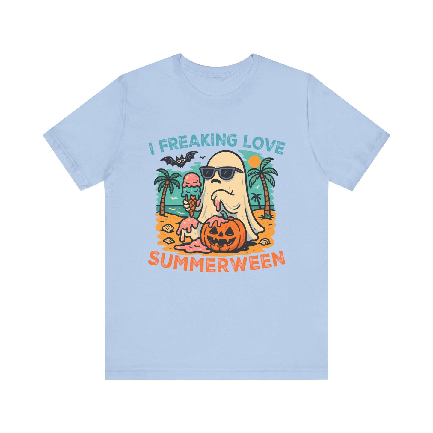Ghost Summerween Unisex Tee, Beach Vacation Shirt, Funny Halloween T-Shirt, Spooky Summer Top, Ghost Lover Gift
