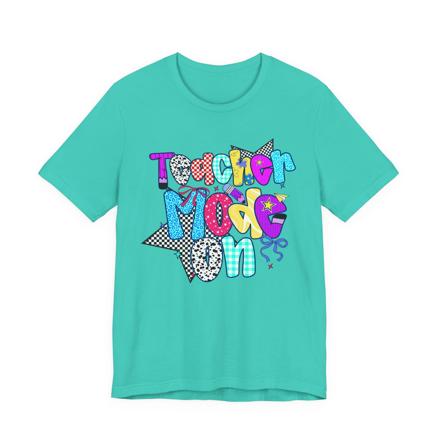 80s Themed Teacher T-Shirt - Teacher Mode On - Unisex Tee, Retro Educator Shirt, Vintage School Apparel, Funny Instructor Top, Teaching Gift