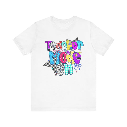 80s Themed Teacher T-Shirt - Teacher Mode On - Unisex Tee, Retro Educator Shirt, Vintage School Apparel, Funny Instructor Top, Teaching Gift