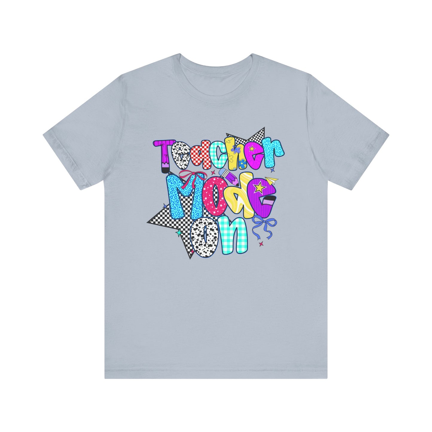 80s Themed Teacher T-Shirt - Teacher Mode On - Unisex Tee, Retro Educator Shirt, Vintage School Apparel, Funny Instructor Top, Teaching Gift