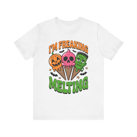 Halloween Ice Cream Tee, Summer Melting Cones Shirt, October Holiday Top, Costume Party Apparel, Unisex Cotton Tshirt