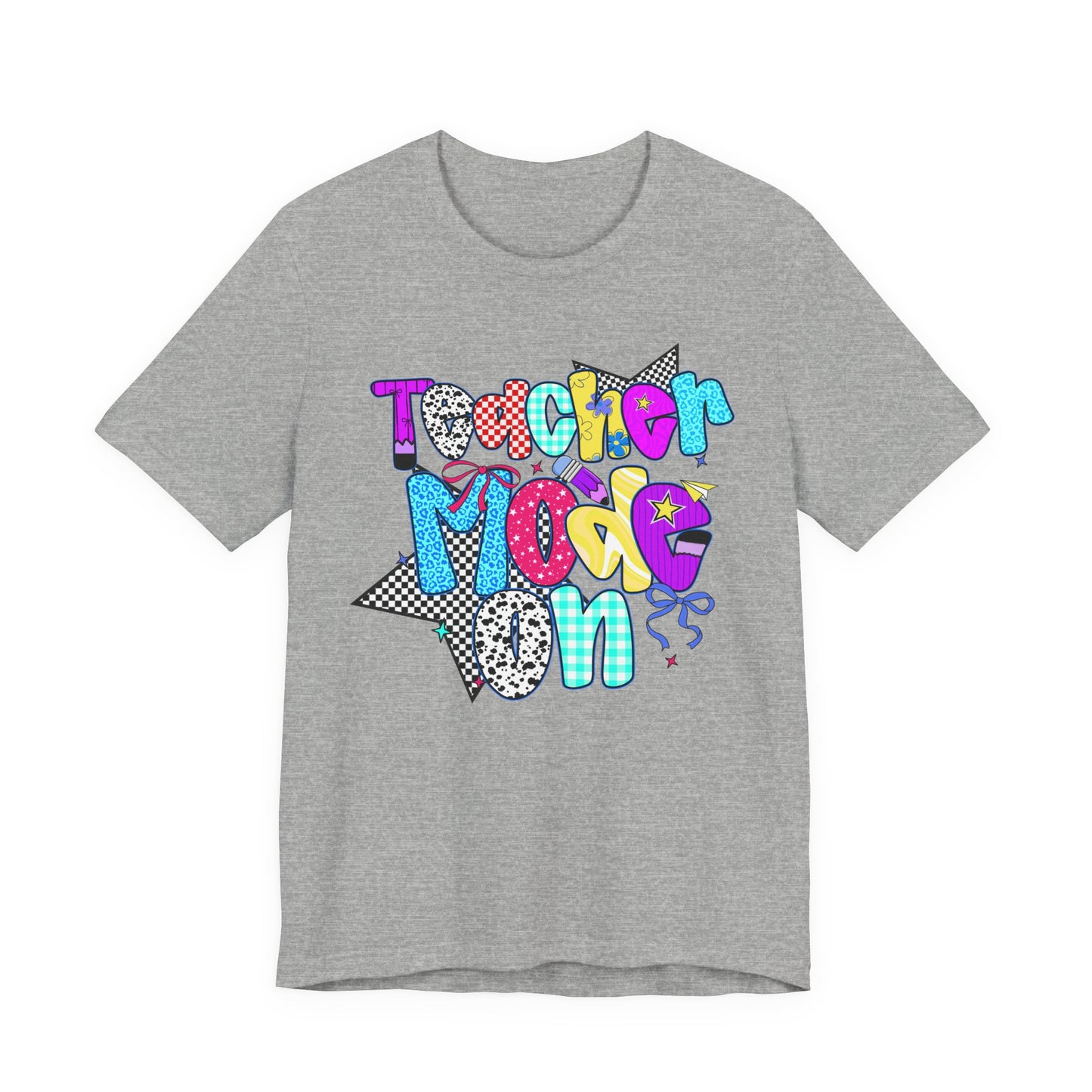 80s Themed Teacher T-Shirt - Teacher Mode On - Unisex Tee, Retro Educator Shirt, Vintage School Apparel, Funny Instructor Top, Teaching Gift