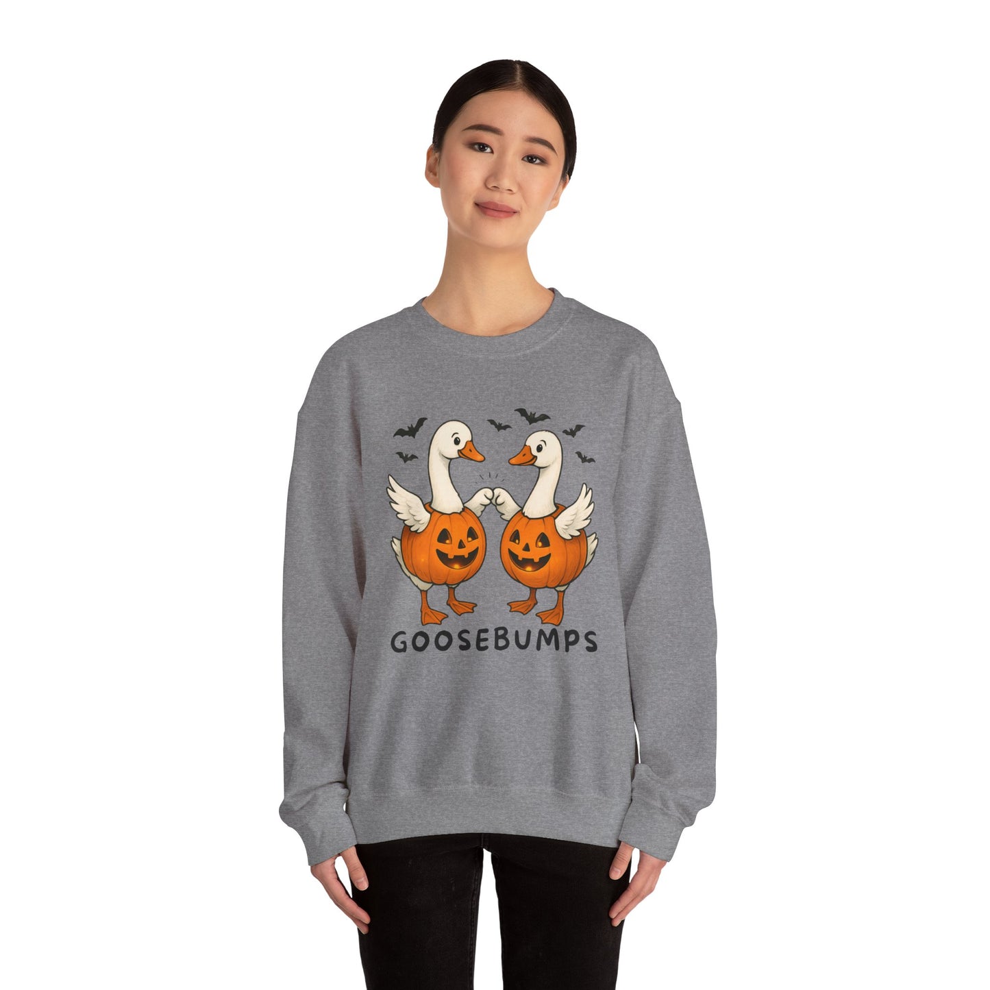 Goosebumps Halloween Sweatshirt, Cozy Fall Crewneck, Unisex Pumpkin Sweatshirt, Cute Goose Sweatshirt, Halloween Apparel