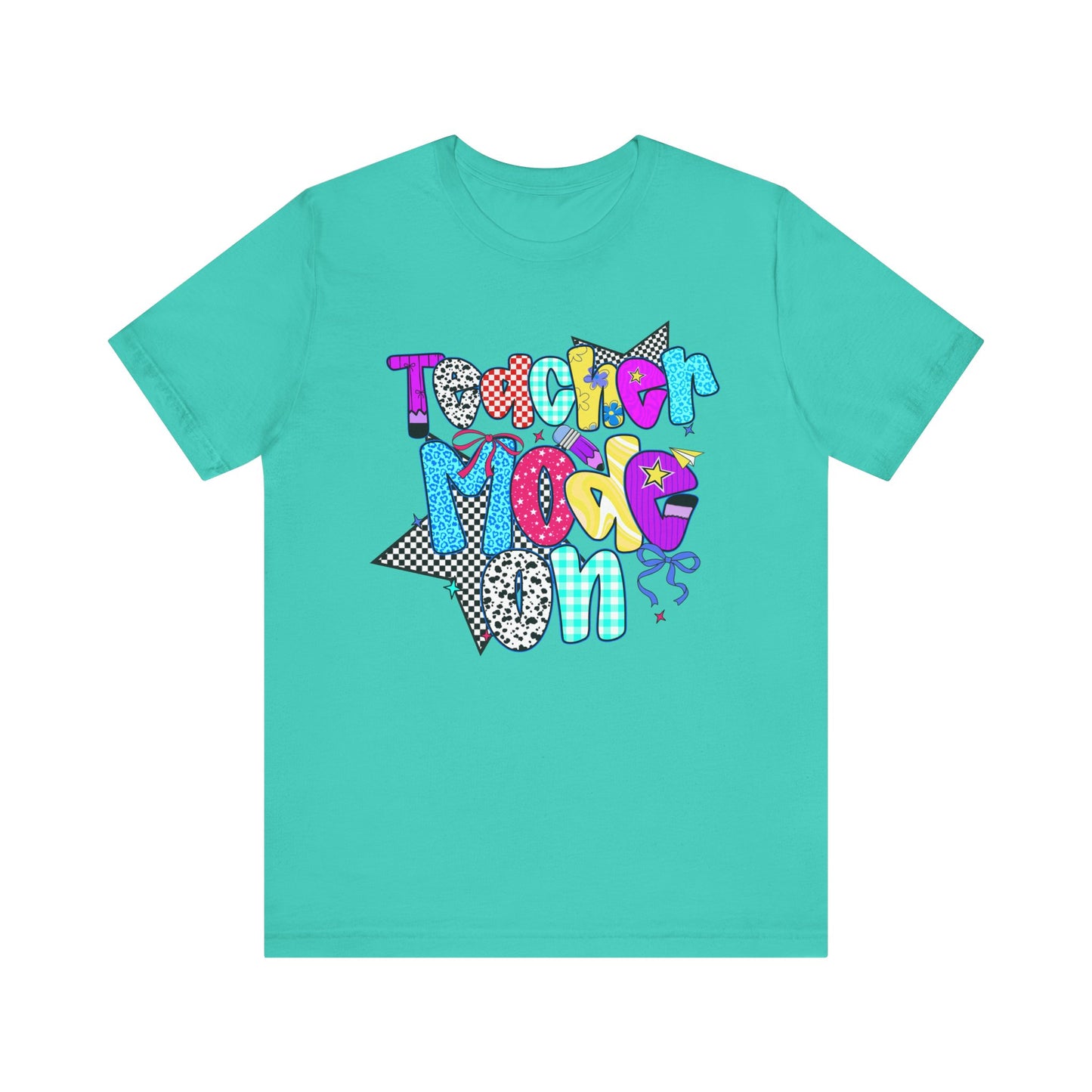 80s Themed Teacher T-Shirt - Teacher Mode On - Unisex Tee, Retro Educator Shirt, Vintage School Apparel, Funny Instructor Top, Teaching Gift
