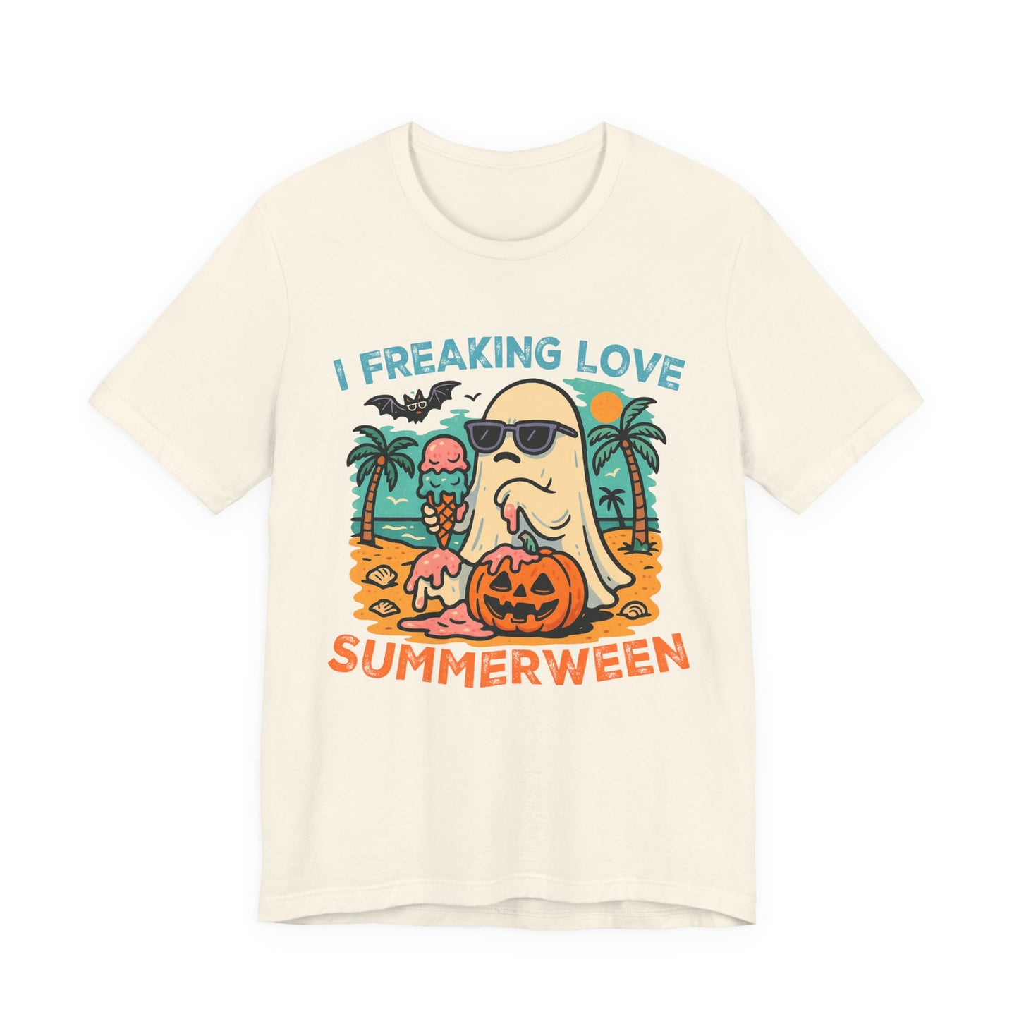 Ghost Summerween Unisex Tee, Beach Vacation Shirt, Funny Halloween T-Shirt, Spooky Summer Top, Ghost Lover Gift