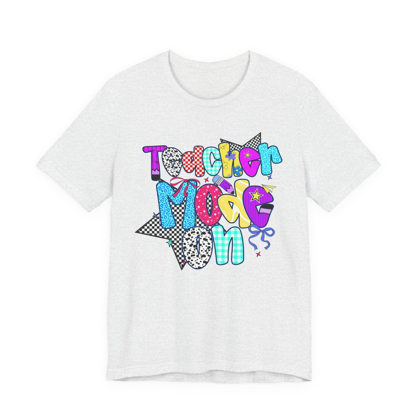 80s Themed Teacher T-Shirt - Teacher Mode On - Unisex Tee, Retro Educator Shirt, Vintage School Apparel, Funny Instructor Top, Teaching Gift