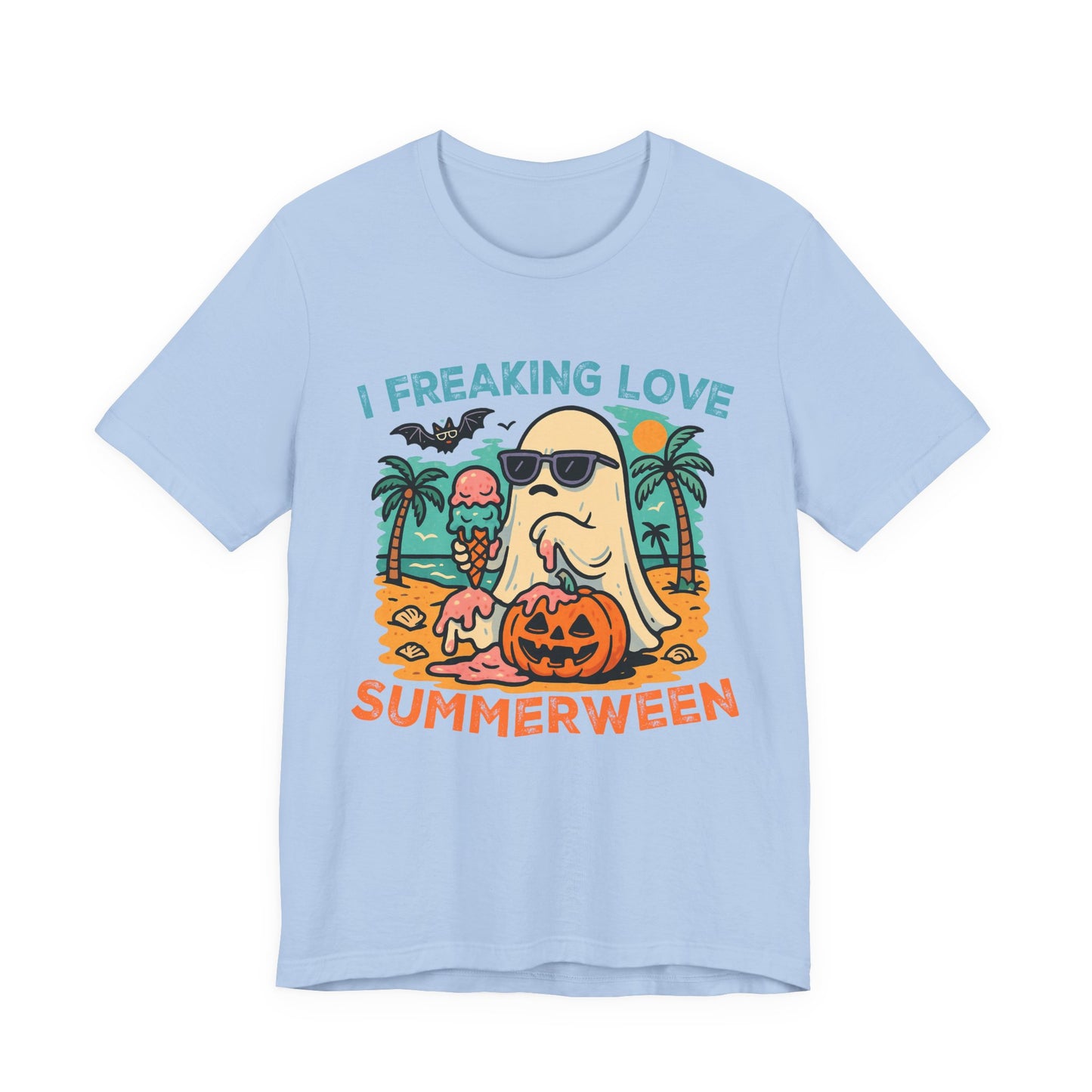 Ghost Summerween Unisex Tee, Beach Vacation Shirt, Funny Halloween T-Shirt, Spooky Summer Top, Ghost Lover Gift