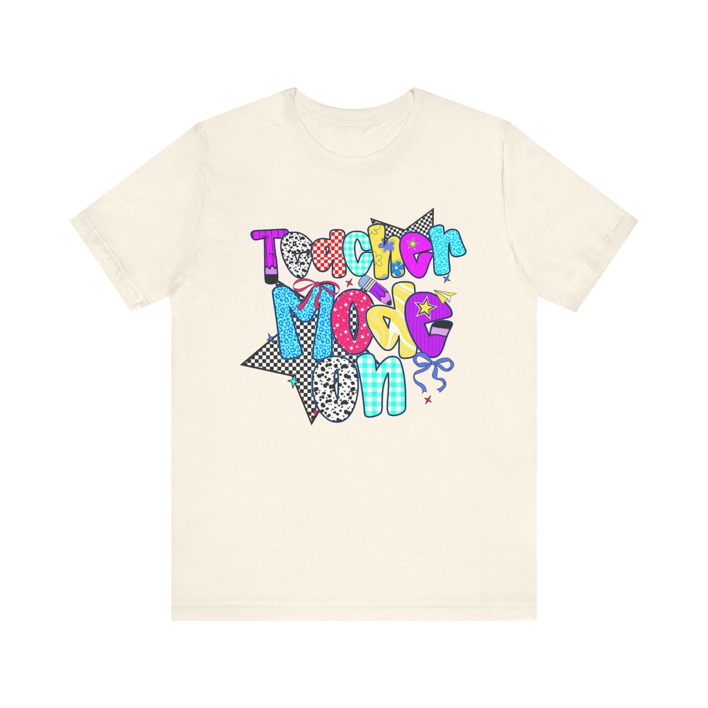 80s Themed Teacher T-Shirt - Teacher Mode On - Unisex Tee, Retro Educator Shirt, Vintage School Apparel, Funny Instructor Top, Teaching Gift