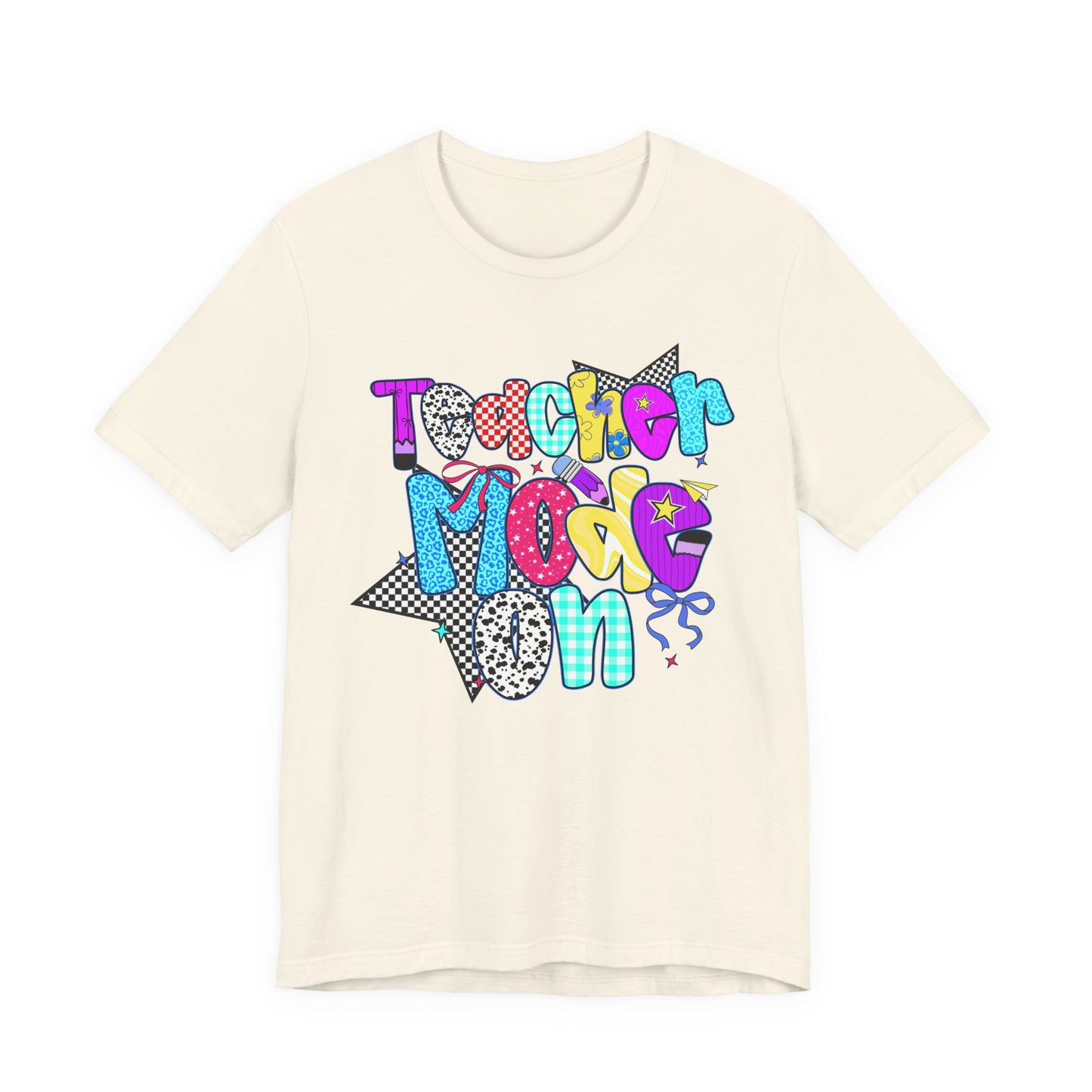 80s Themed Teacher T-Shirt - Teacher Mode On - Unisex Tee, Retro Educator Shirt, Vintage School Apparel, Funny Instructor Top, Teaching Gift
