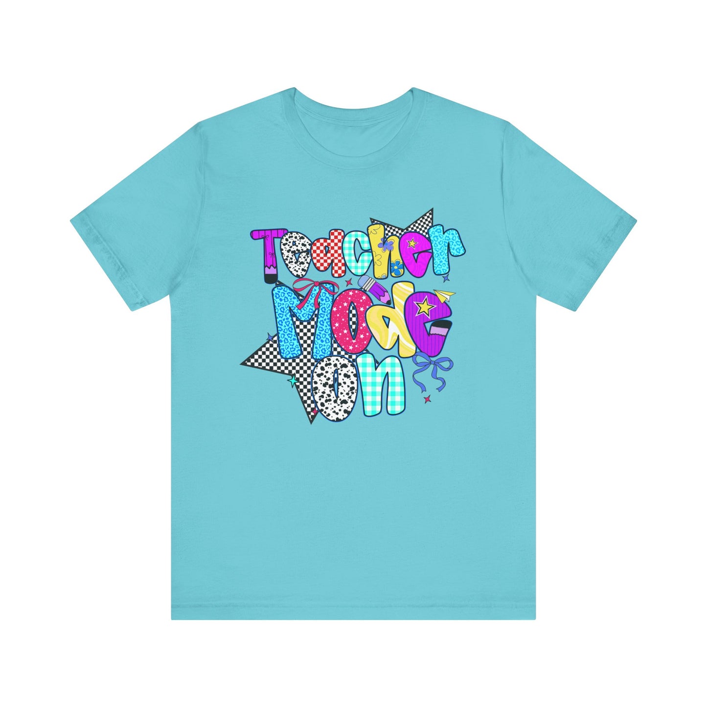 80s Themed Teacher T-Shirt - Teacher Mode On - Unisex Tee, Retro Educator Shirt, Vintage School Apparel, Funny Instructor Top, Teaching Gift