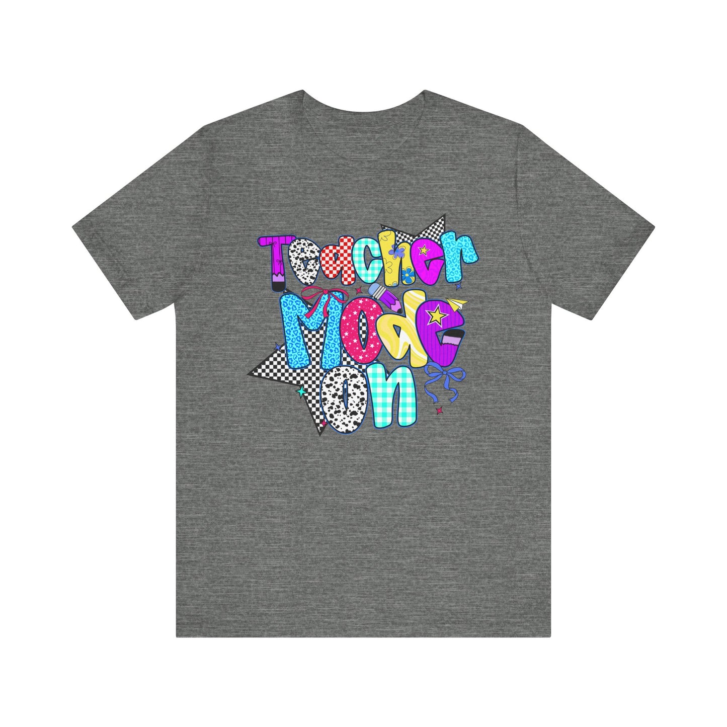 80s Themed Teacher T-Shirt - Teacher Mode On - Unisex Tee, Retro Educator Shirt, Vintage School Apparel, Funny Instructor Top, Teaching Gift
