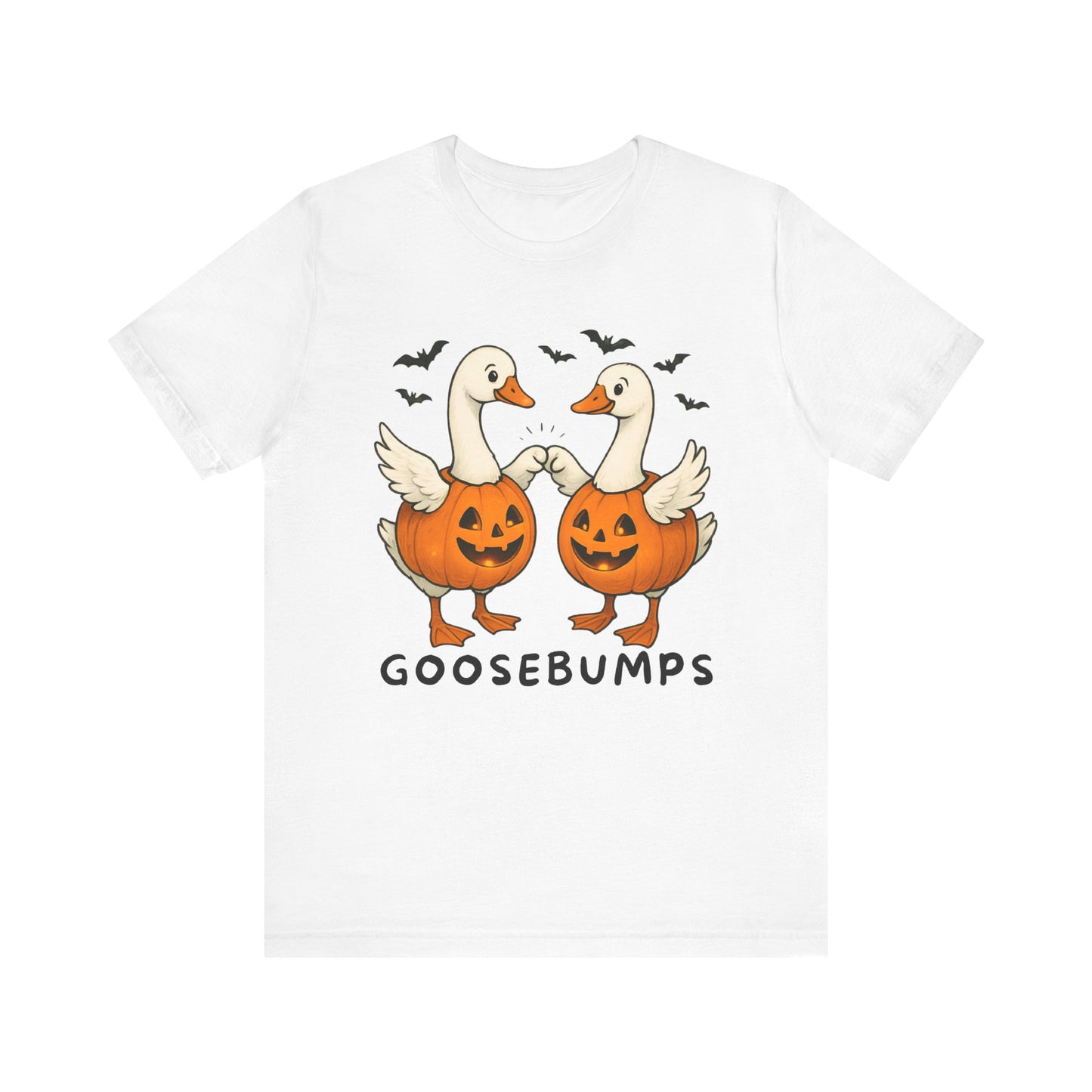 Autumn Geese Fist Bump Tee, Pumpkin Theme Shirt, Fall Birds Graphic Top, Harvest Season T-Shirt, Thanksgiving Apparel