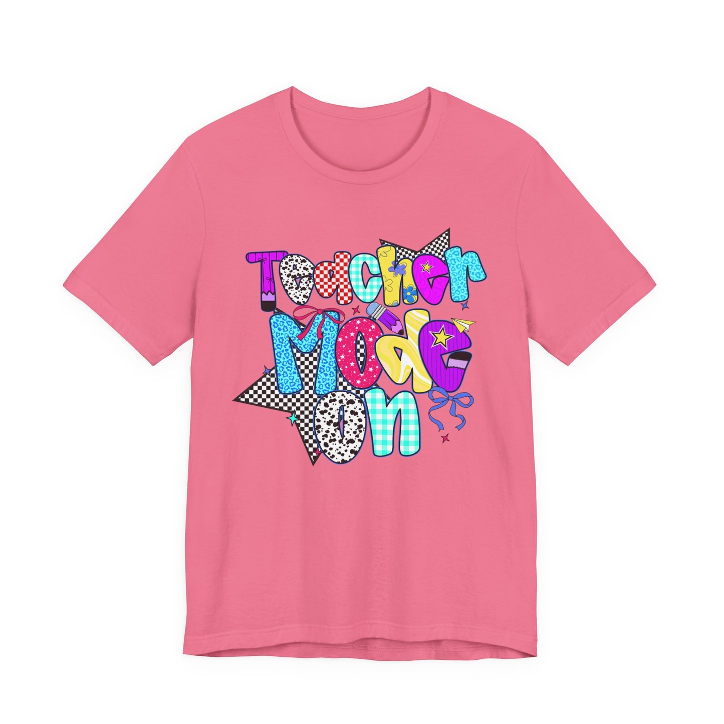 80s Themed Teacher T-Shirt - Teacher Mode On - Unisex Tee, Retro Educator Shirt, Vintage School Apparel, Funny Instructor Top, Teaching Gift