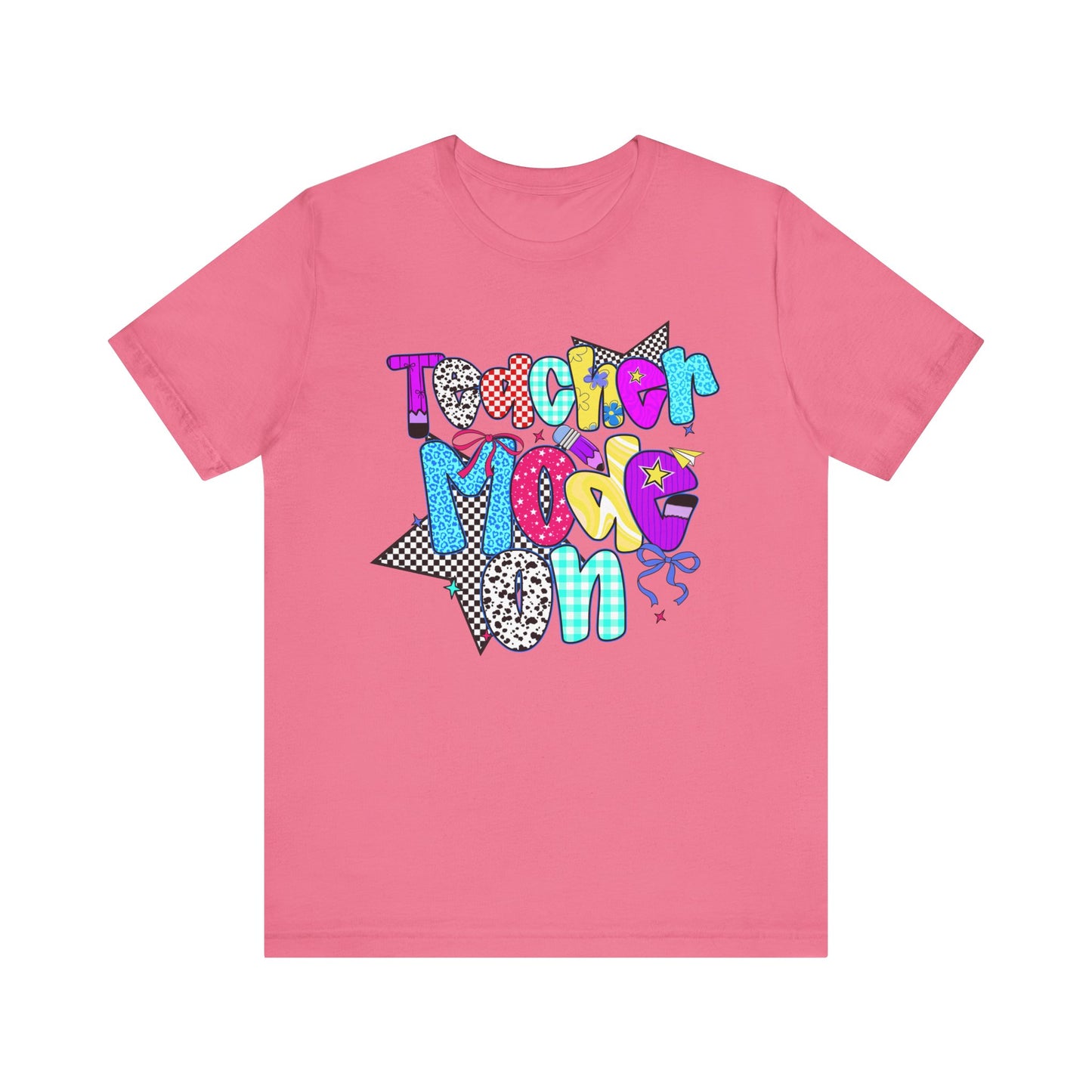 80s Themed Teacher T-Shirt - Teacher Mode On - Unisex Tee, Retro Educator Shirt, Vintage School Apparel, Funny Instructor Top, Teaching Gift