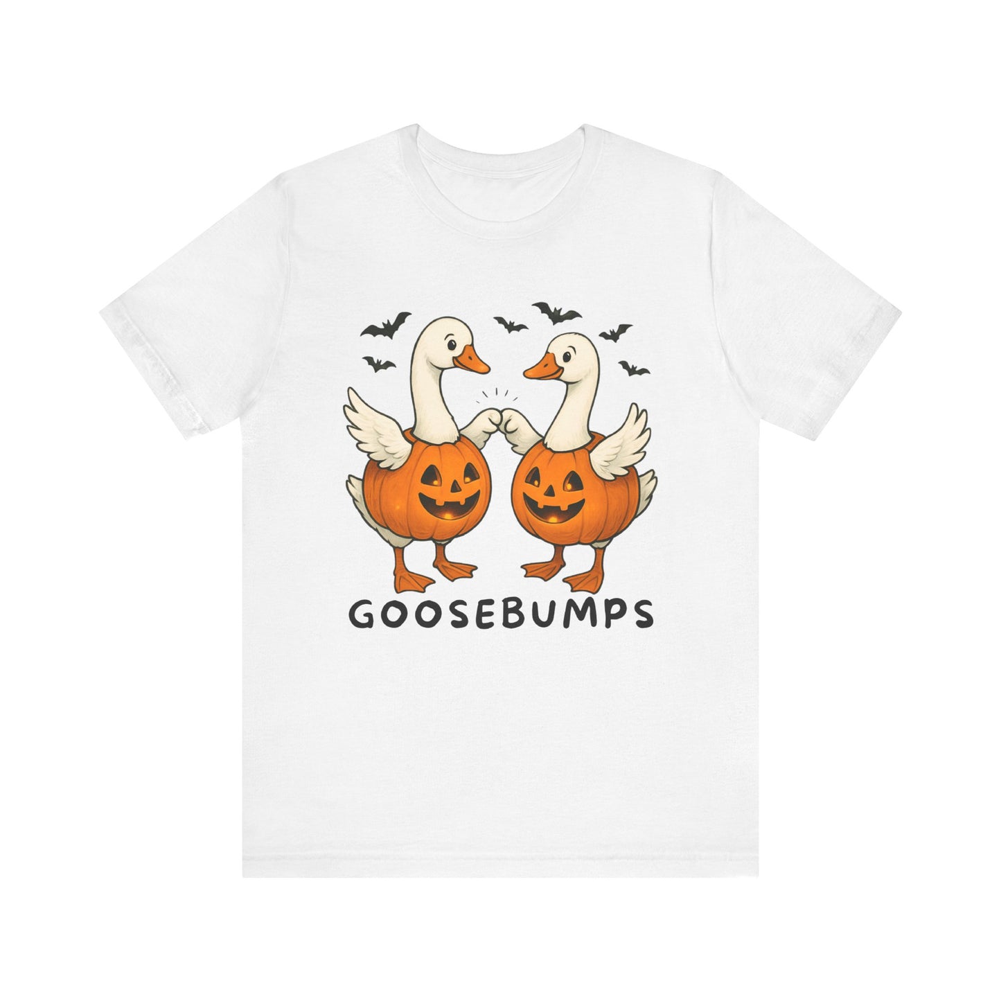 Autumn Geese Fist Bump Tee, Pumpkin Theme Shirt, Fall Birds Graphic Top, Harvest Season T-Shirt, Thanksgiving Apparel