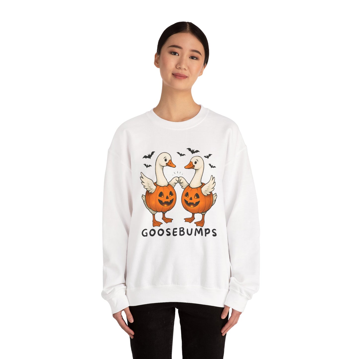 Goosebumps Halloween Sweatshirt, Cozy Fall Crewneck, Unisex Pumpkin Sweatshirt, Cute Goose Sweatshirt, Halloween Apparel