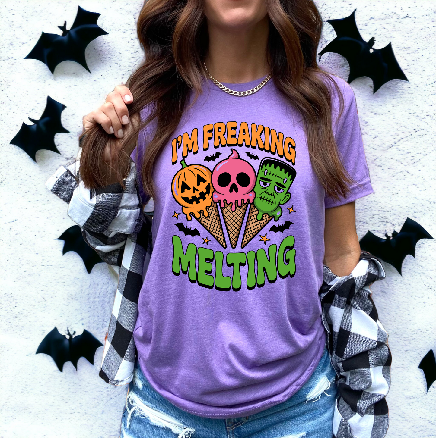 Halloween Ice Cream Tee, Summer Melting Cones Shirt, October Holiday Top, Costume Party Apparel, Unisex Cotton Tshirt