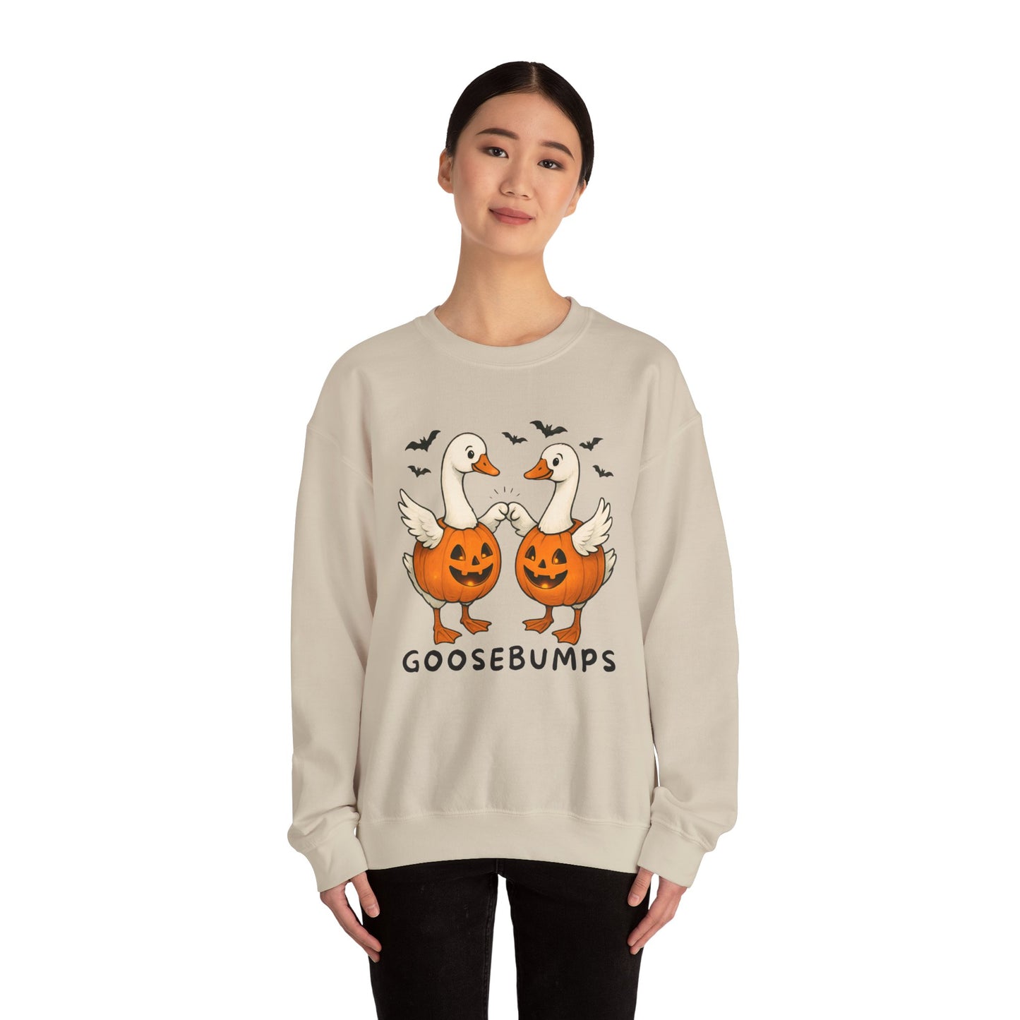 Goosebumps Halloween Sweatshirt, Cozy Fall Crewneck, Unisex Pumpkin Sweatshirt, Cute Goose Sweatshirt, Halloween Apparel