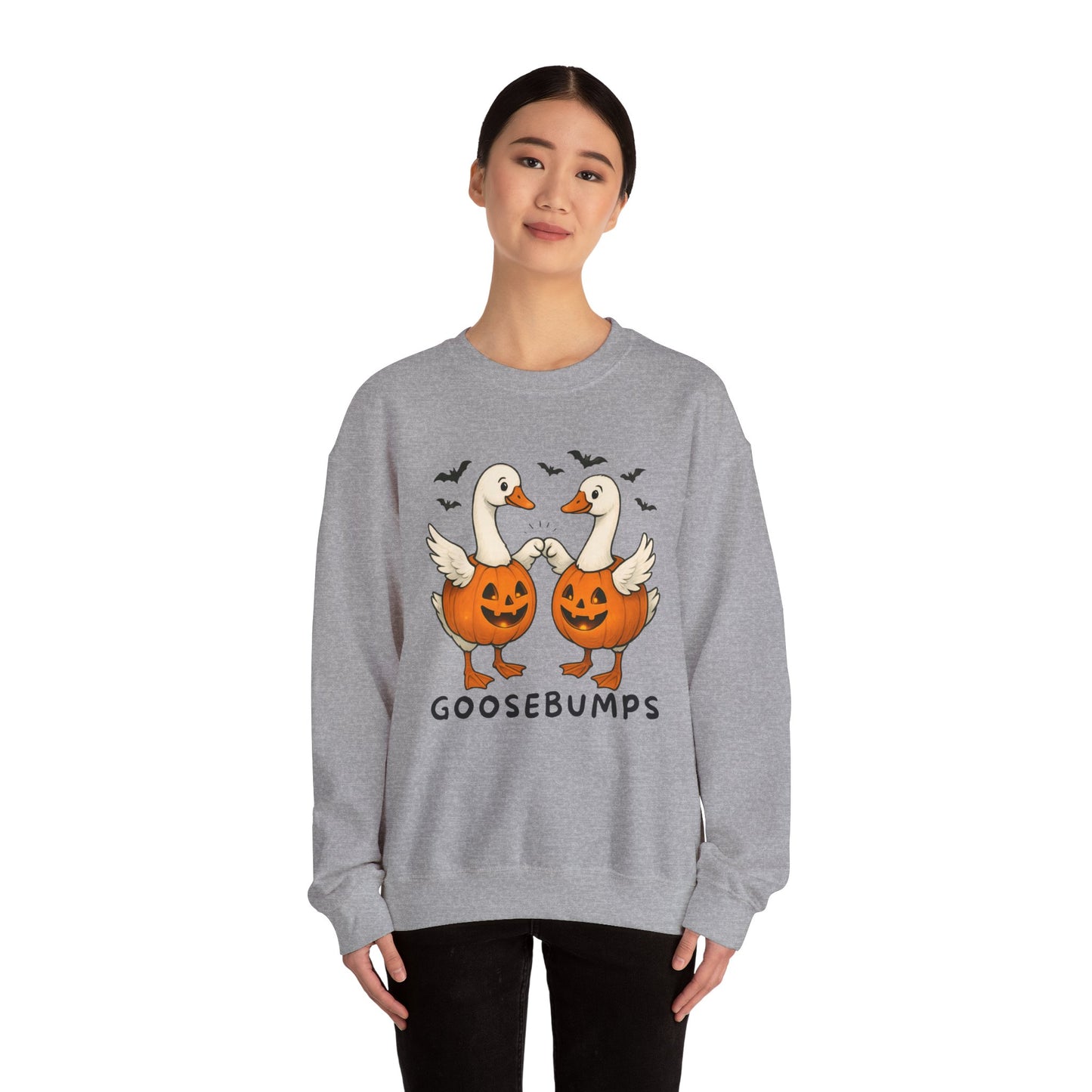 Goosebumps Halloween Sweatshirt, Cozy Fall Crewneck, Unisex Pumpkin Sweatshirt, Cute Goose Sweatshirt, Halloween Apparel