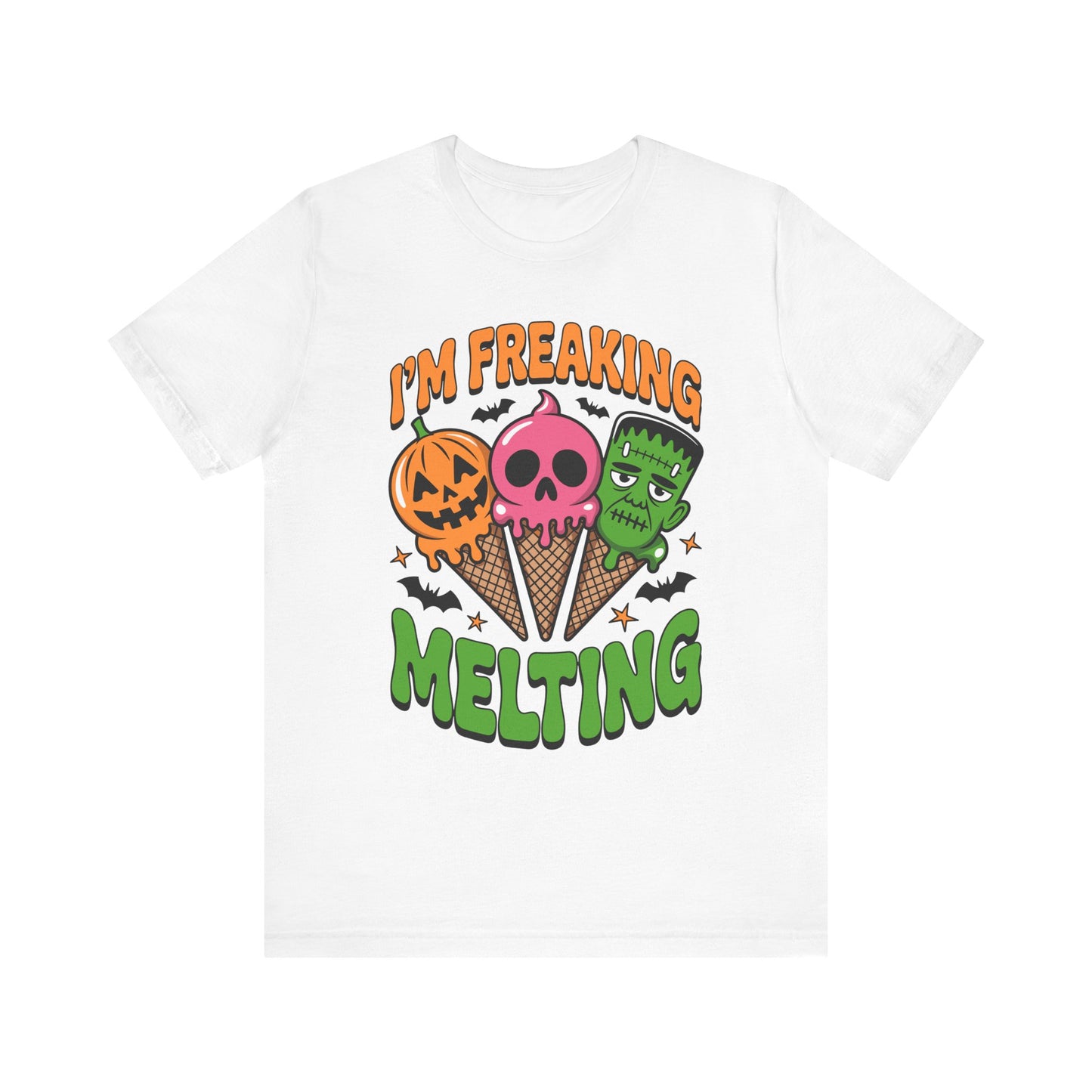 Halloween Ice Cream Tee, Summer Melting Cones Shirt, October Holiday Top, Costume Party Apparel, Unisex Cotton Tshirt